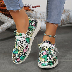 Women's Graffiti Pattern Slip On Canvas Shoes