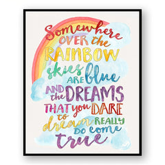 Somewhere Over the Rainbow Children's Art Rainbow Background