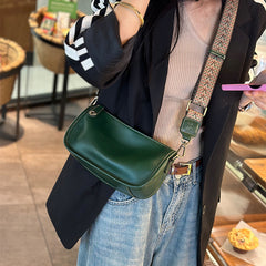 Soft Cowhide Small Square Bag with Wide Shoulder Strap