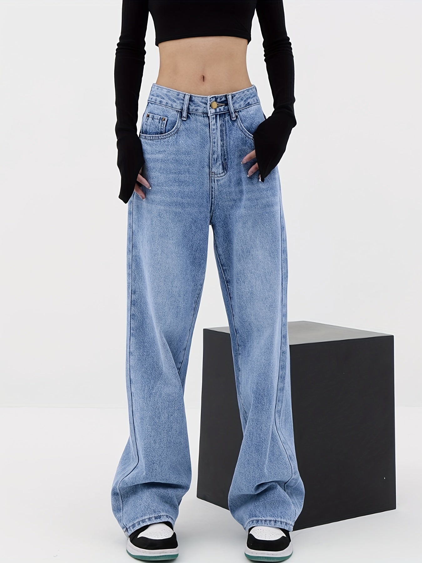 Y2K Style Letter Embroidered Baggy Denim Jeans