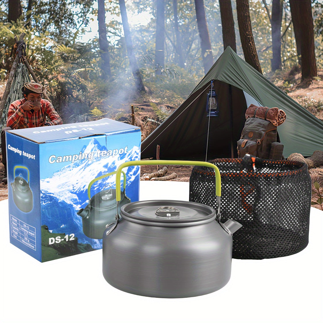 Aluminum Outdoor Kettle 1200ml Portable Tea Kettle for Camping