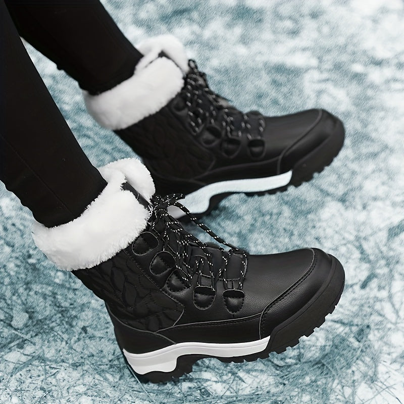 Plush Lined Thermal Flat Snow Boots Non Slip Waterproof Snow Shoes