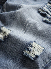 Men's Ripped Denim Shorts Street Style Casual Distressed Summer Shorts