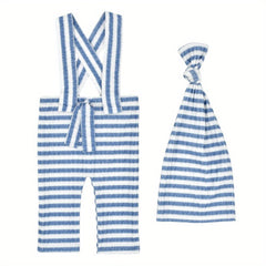 Newborn Photography Outfit Set Strap Pants Cap Outfit with Long Tail Hat
