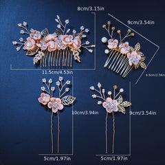 Bridal Hair Comb Pearl Crystal Flower Side Comb Pin