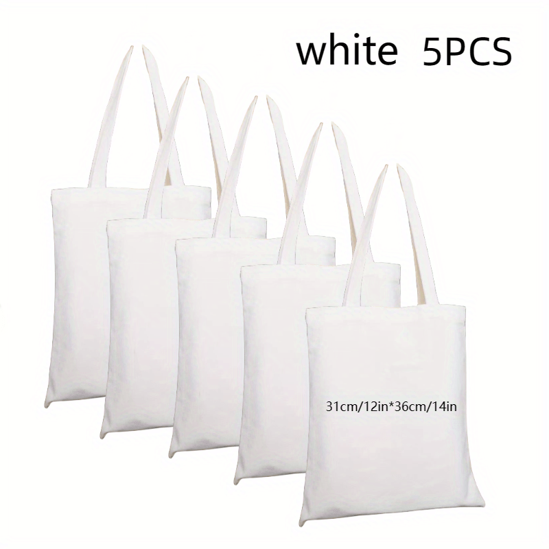5pcs DIY Blank Canvas Bag Solid Beige Shopping Supplies