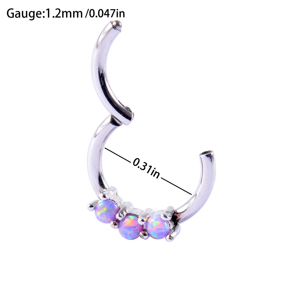 Opal Tragus Nose Ring Surgical Steel Cartilage Piercing
