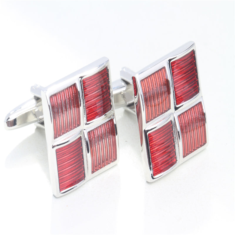 Men's Red Golden Tone Shirt Cufflinks For Business Party