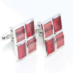 Men's Red Golden Tone Shirt Cufflinks For Business Party
