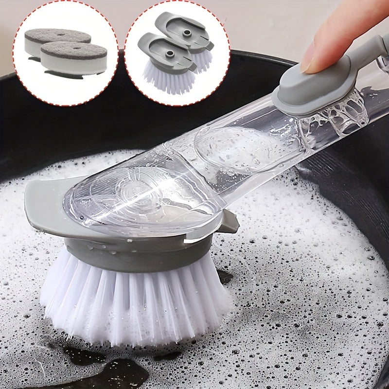 Kitchen Dish Brush With Soap Dispenser Long Handle Dishwashing Clean Brush