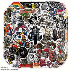 50pcs Rock Motorcycle Stickers Cross Motorcycle Waterproof Decoration Stickers
