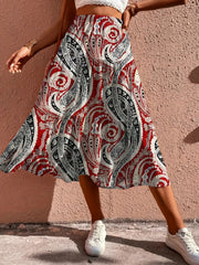 Floral Print Elastic Waist Skirt for Spring & Summer