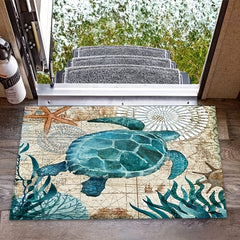 Sea Turtle Bathroom Mat Soft Flannel Bath Rug Non Slip Carpet Home Decoration