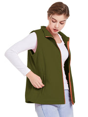Sleeveless Stand Collar Jacket with Pockets Women's Outerwear