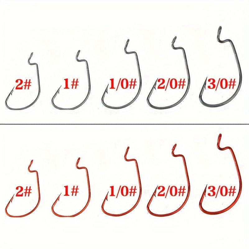 50pcs Crank Shank Hook Soft Lure Barbed Wide Gap Hook Fishing Accessories