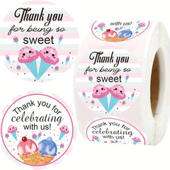Ice Cream Thank You Stickers 500pcs - Birthday Party Themed Labels