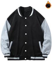 Teddy Bear Graphic Print Men's Casual Baseball Jacket