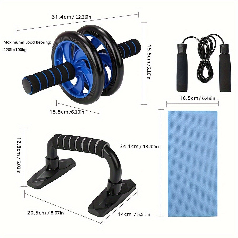 Ab Wheel, Push up Bar, Exercise Band, Hand Gripper, Jump Rope Set
