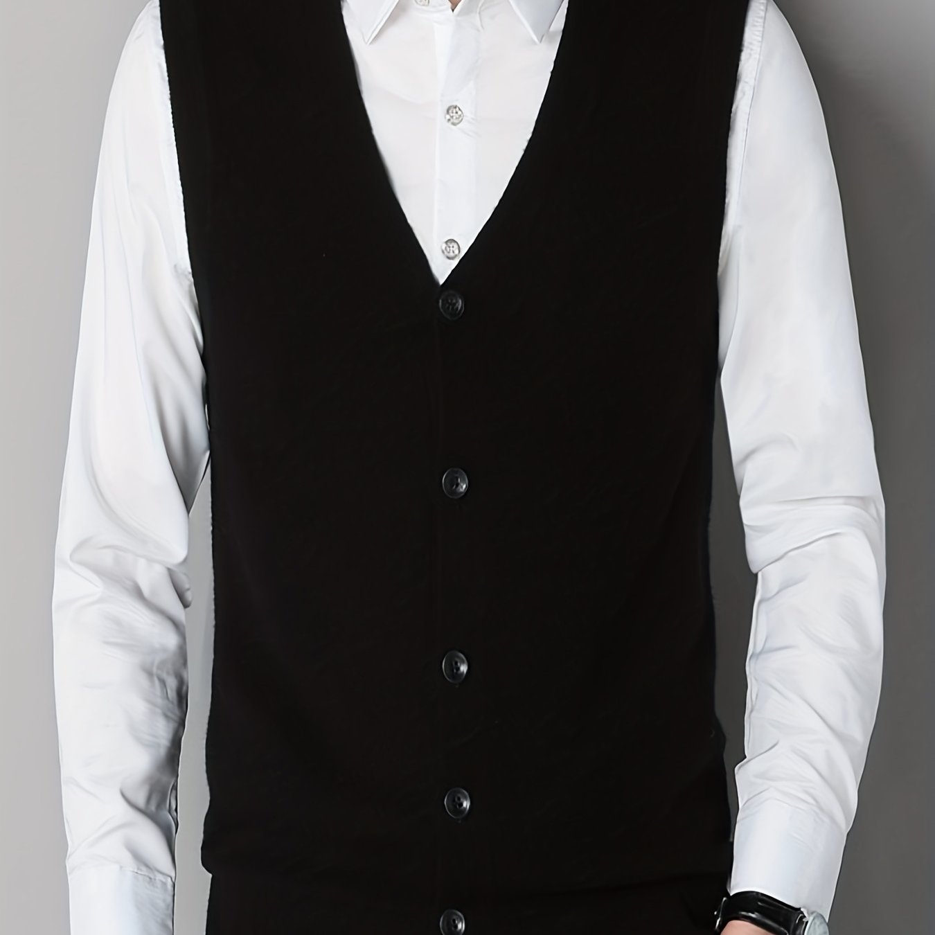 Vintage Style V Neck Button Up Cardigan Vest for Men