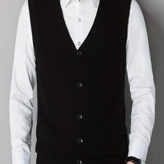 Vintage Style V Neck Button Up Cardigan Vest for Men