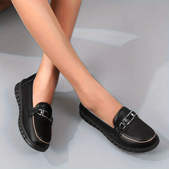 Metal Decor Flat Loafers Slip On Casual Shoes