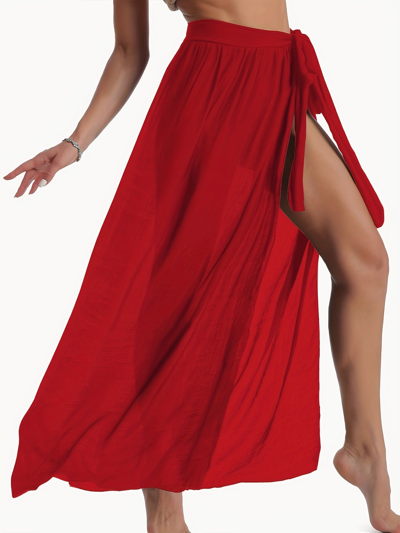 Semi Sheer Cover Up Wrap Stretch Beach Cover Up Skirt Women's Swimwear