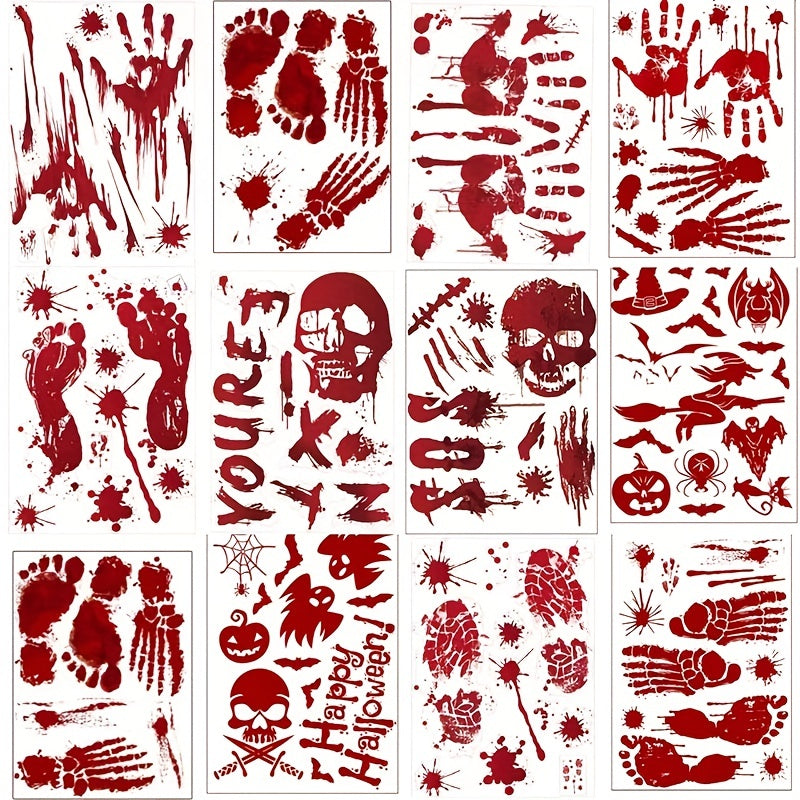 Halloween Wall Stickers Blood Handprint Footprint Bat Window Stickers