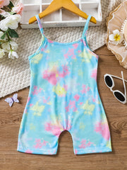 Girls Butterfly Letter Sleeveless Jumpsuit Kids Summer Rompers