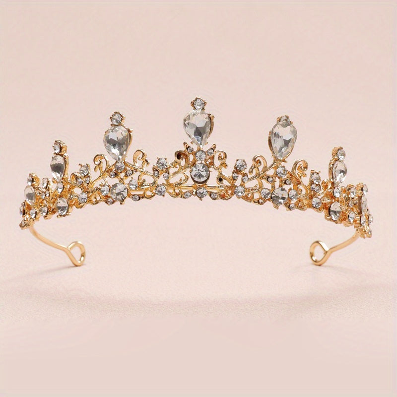 Baroque Crystal Alloy Crown Bridal Hair Band Women's Accessories