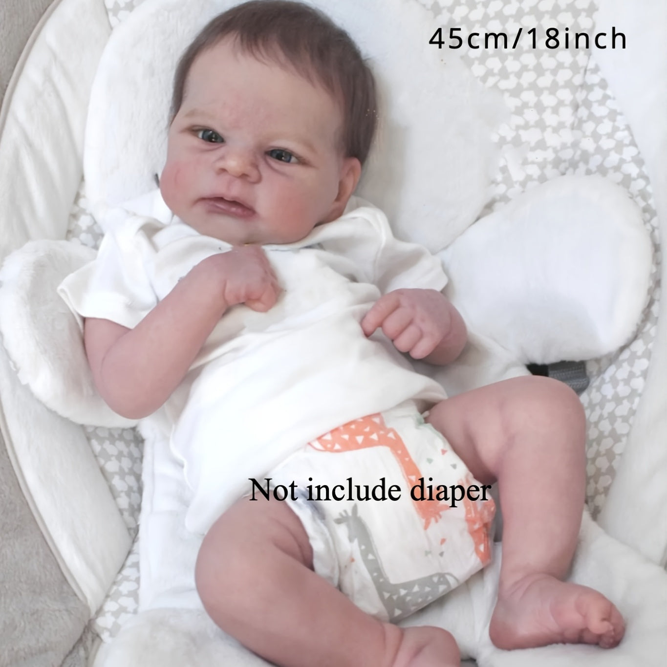 18in Soft Cloth Body Reborn Baby Doll Girl Princess Toy for Kids Dress Up