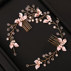 Bridal Golden Leaf Hair Vine Silver Hair Comb Rose Golden Leaf Hair Comb