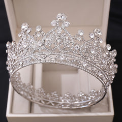 Baroque Crown Headband Round Rhinestone Tiara for Girls