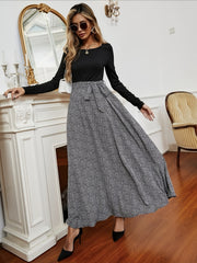 Floral Print Belted Skirt High Waist Boho Style