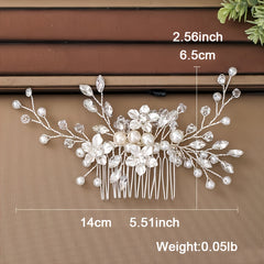 Silver Pearl Crystal Comb Wedding Hair Accessories