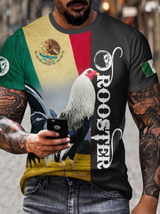 ROOSTER Print Men's Short Sleeve T-shirt Stylish Tees For Summer