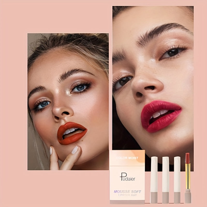 4Pcs Soft Velvet Liquid Lipstick Set Long Lasting Moisturising Lip Stain