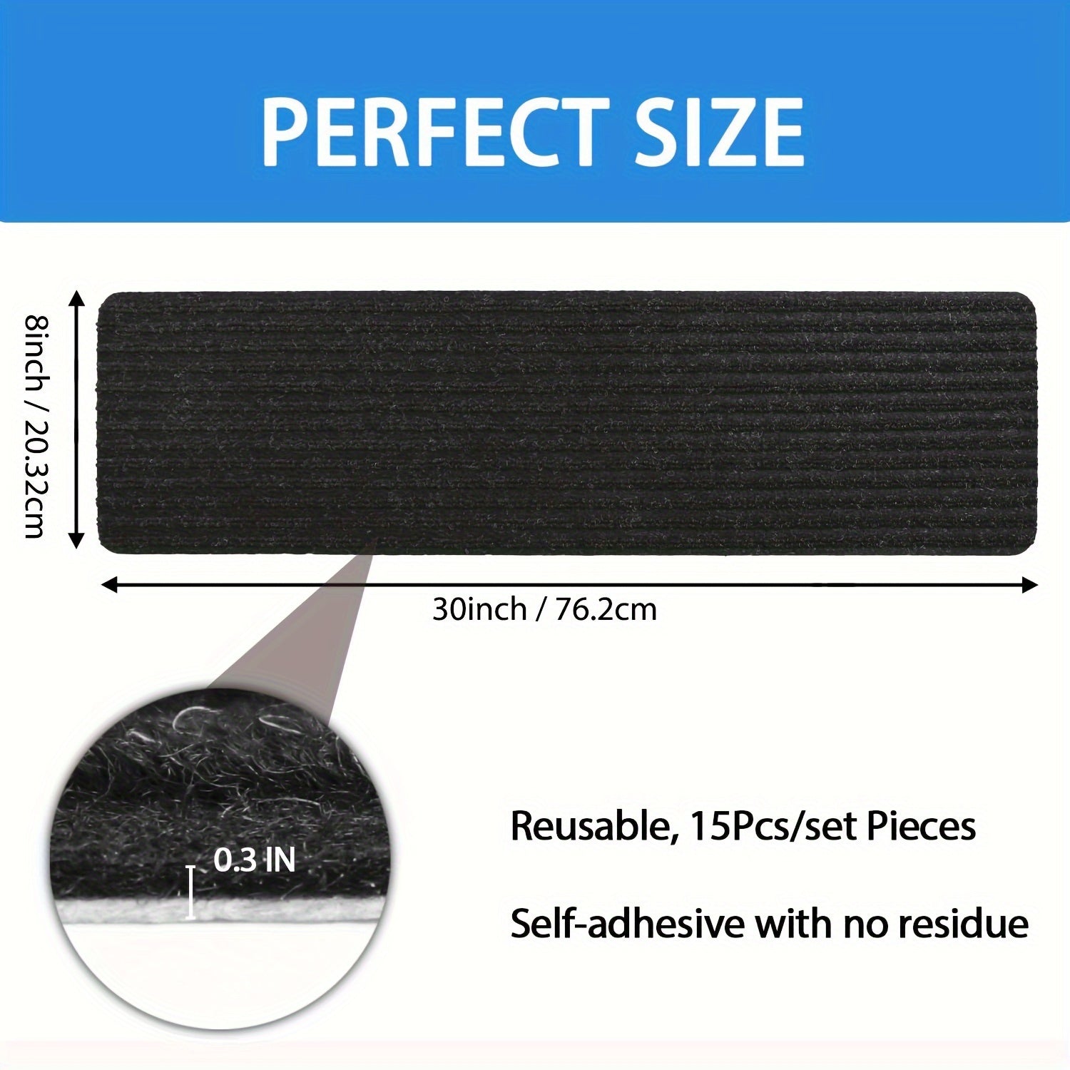 15pcs Carpet Stair Treads Non Slip With Self Adhesive 76 X 20 Reusable