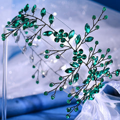 Vintage Emerald Green Bridal Headband with Sparkling Accents