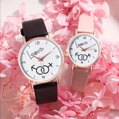 Love Couple Digital Quartz Watches PU Leather Strap