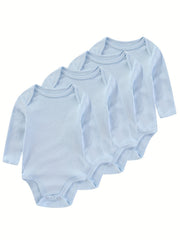 4Pcs Set Unisex Long Sleeve Baby Bodysuits Cotton Newborn Baby Clothes