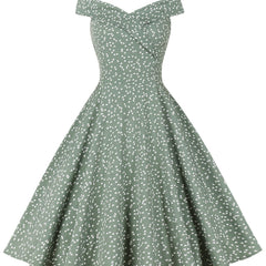 Heart Print Off Shoulder Flared Dress