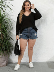 Lace Long Sleeve V Neck Jumper