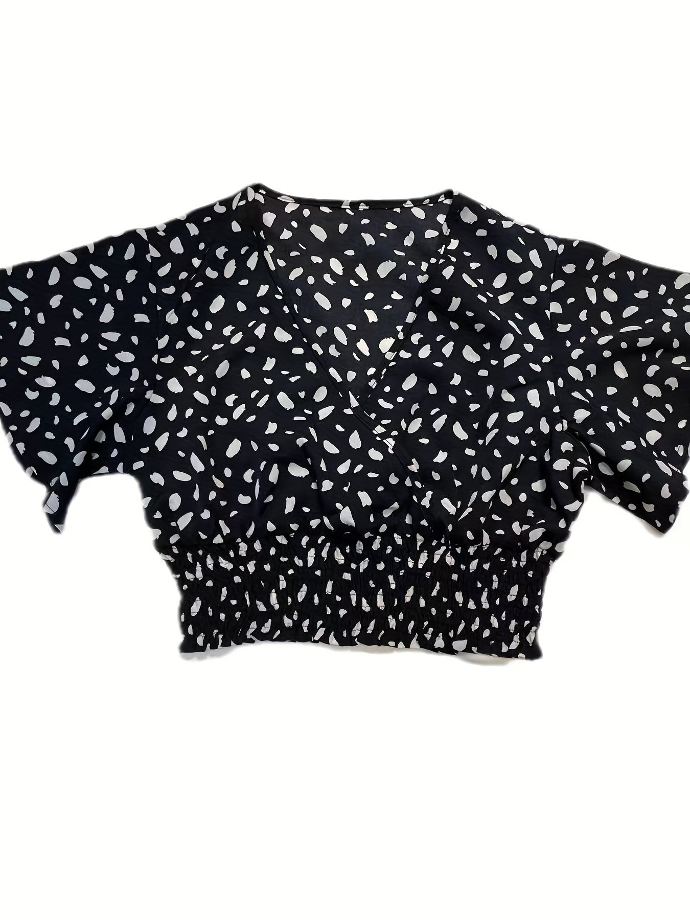 Crop Top & Wide Leg Pants Set Short Sleeve Outfit Women's Clothing