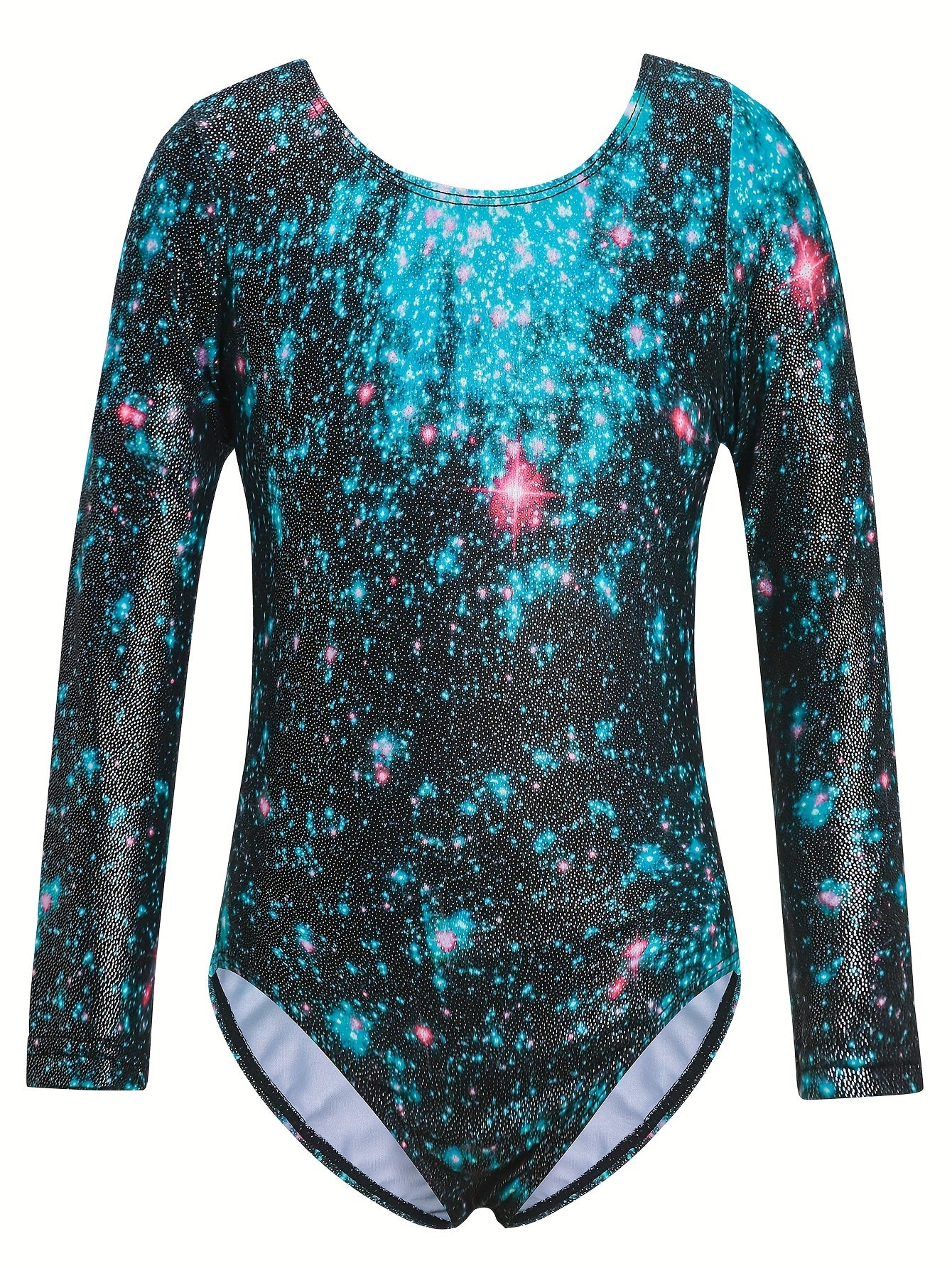 Unicorn Sky Graphic Long Sleeve Ballet Leotard Girls Gymnastics Suit