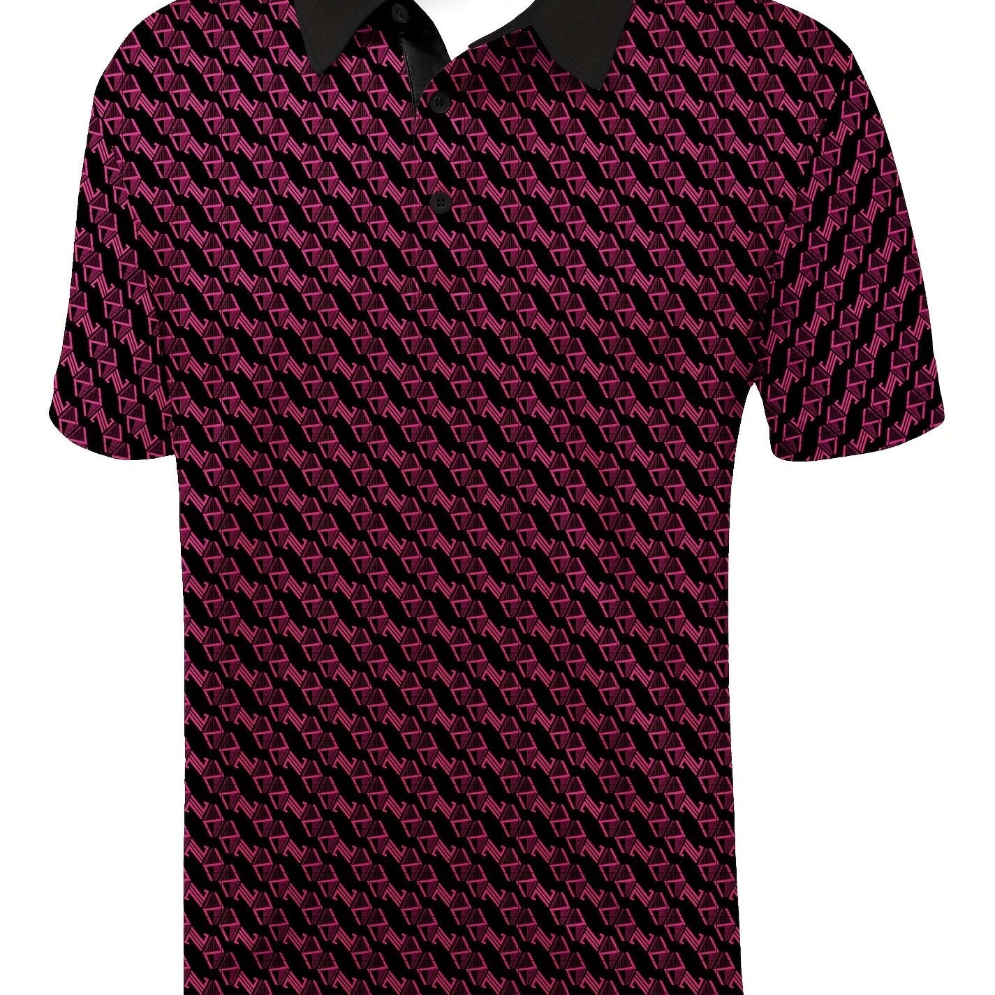 Men's Geo Polo Shirt Casual Stretch Lapel Button Up Short Sleeve Polo