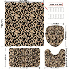 Leopard Print Shower Curtain Bathroom Decor Set