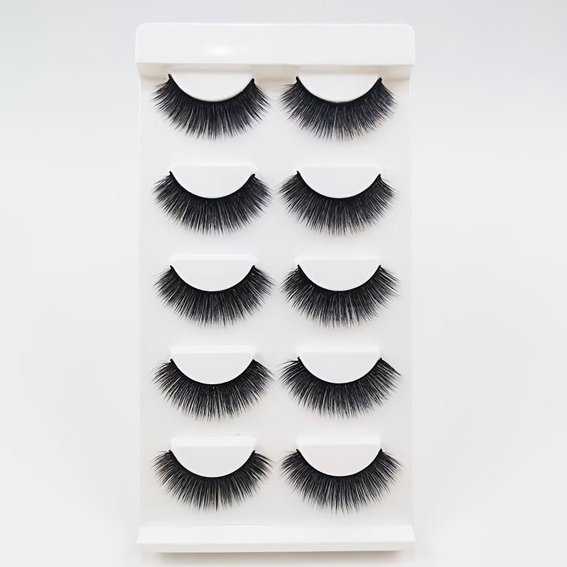 5 Pairs 3D Silky Lashes for Hooded Eyes Fluffy Natural Look Makeup Gift