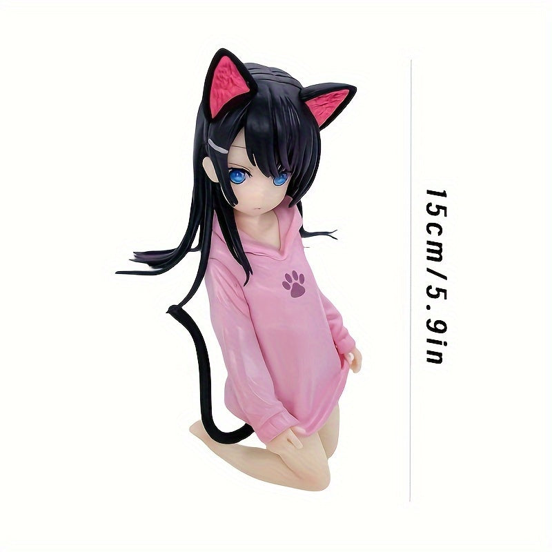 Kneeling Pink Cat Anime Figure - Ideal Gift for Anime Fans