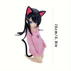 Kneeling Pink Cat Anime Figure - Ideal Gift for Anime Fans