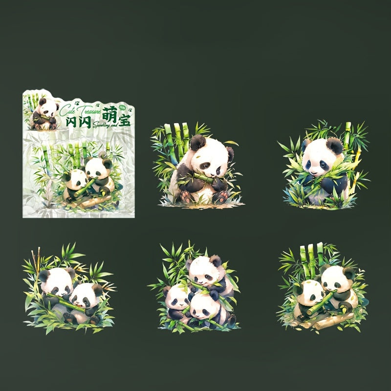 10 Sheets Sparkling Panda Sticker Pack Baby Series Light Journal Decoration